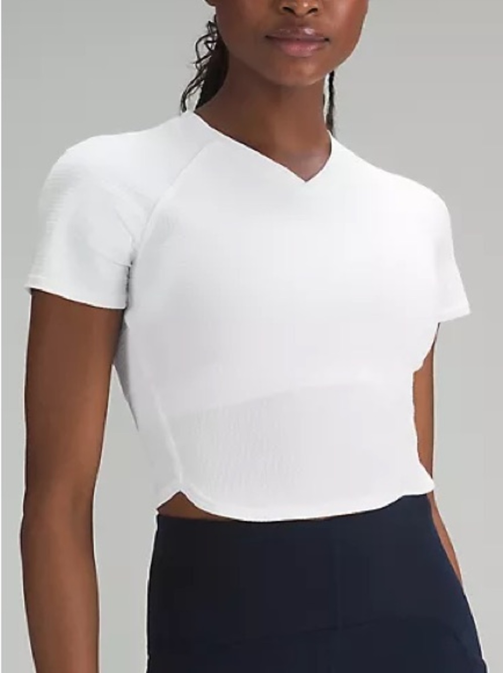 Lululemon Grid-Texture Cropped Tennis Short Sleeve in White, NWT, Size 10